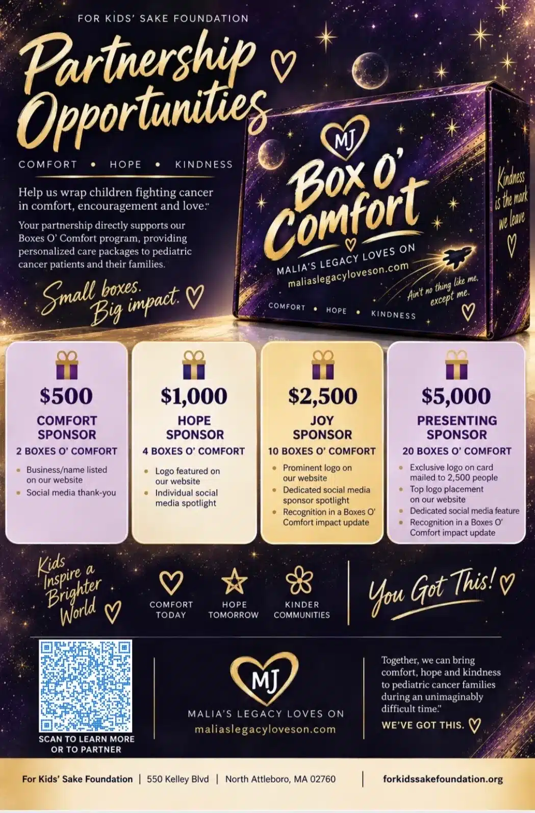 Boxes O’ Comfort Sponsorship Boxes O’ Comfort Sponsorship
